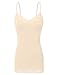 RT1004 Ladies Adjustable Spaghetti Strap Lace Trim Long Tunic Cami Tank Top Nude S