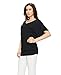 Lock and Love WT1038 Womens V Neck Short Sleeve Dolman Top S Black