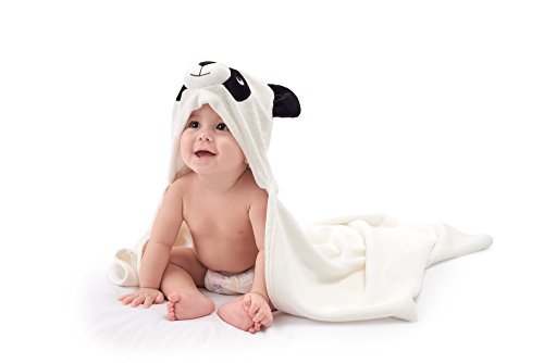 Mother Panda Ultra Soft Bamboo Hooded Baby Bath Towel, 30-Inch-by-35-Inch