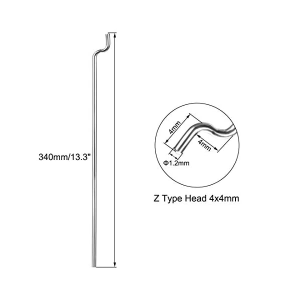 sourcing map 1,2mm x 340mm (13,3 Zoll) Stahl Z Zug/Druckstangen Teile für RC Flugzeug Boot Ersatz (Packung von 20) – Bild 4