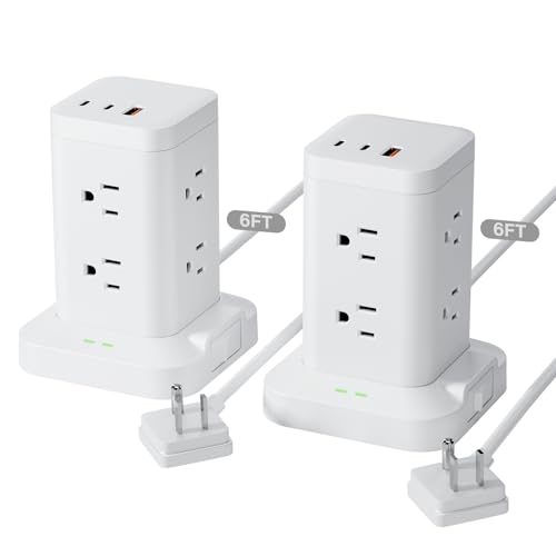 Power Strip Tower Surge Protector 1800J Fast