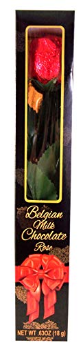 Valentine's Day Belgian Chocolate Rose on Single Long Stem, 1.16 Ounce