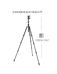 Trípode de 3 patas Brian de fibra de carbono de 74 "con cabeza y funda AirHed Neo Ball (negro gris)