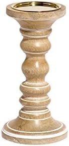Mela Artisans Willow in Whitewash Pillar Candle Holder, Small, 9" H