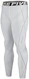 New 016 Skin Tights Compression Leggings Base Layer White Running Pants Mens