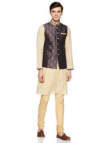 Manyavar Men's Kurta Paired with Churidar & Nehru Jacket (JAST062)