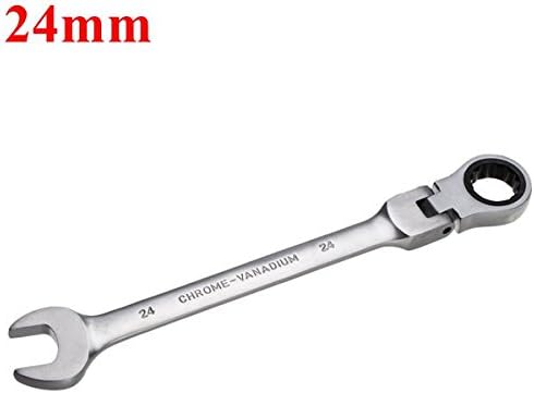 24mm Metric Chrome Flexible Head Ratchet Action Wrench Spanner Nut Tool