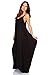 Simply Ravishing Casual Maxi Boho Harem Spaghetti Strap Dress, X-Large, Brown