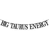 Big Taurus Energy Banner, Taurus Season/Taurus Baddie, 12 Zodiac Constellations Birthday Themed Party Decorations (Black Glitter)