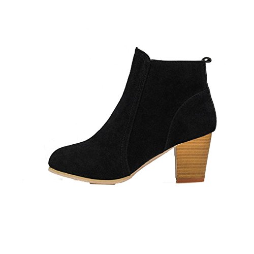 Women Bootie,FTXJ Ladies Business Casual Ankle Boots With 8cm High Heels Shoes (8, Black) - Thumbnail 3