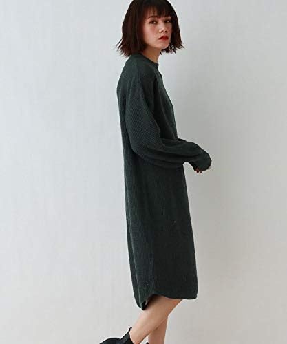 Amazon オゾック Ozoc 洗える ワッフルニットワンピース 38 M ダークオリーブ 029 ワンピース チュニック 通販