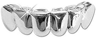 Bling Grillz Bottom Row Hiphop Grillzs - Removable Teeth - Silver Plated