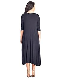 Maxi vestido suelto de manga 3 4 de 12 Ami Plus tamaño sólido, fabricado en Estados Unidos