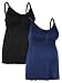 iloveSIA 2PACK Maternity Tops, 7027 Nursing Tank Tops, Breastfeeding Camisole Built-in Nursing Bras Black+Navy Blue Size 3XL