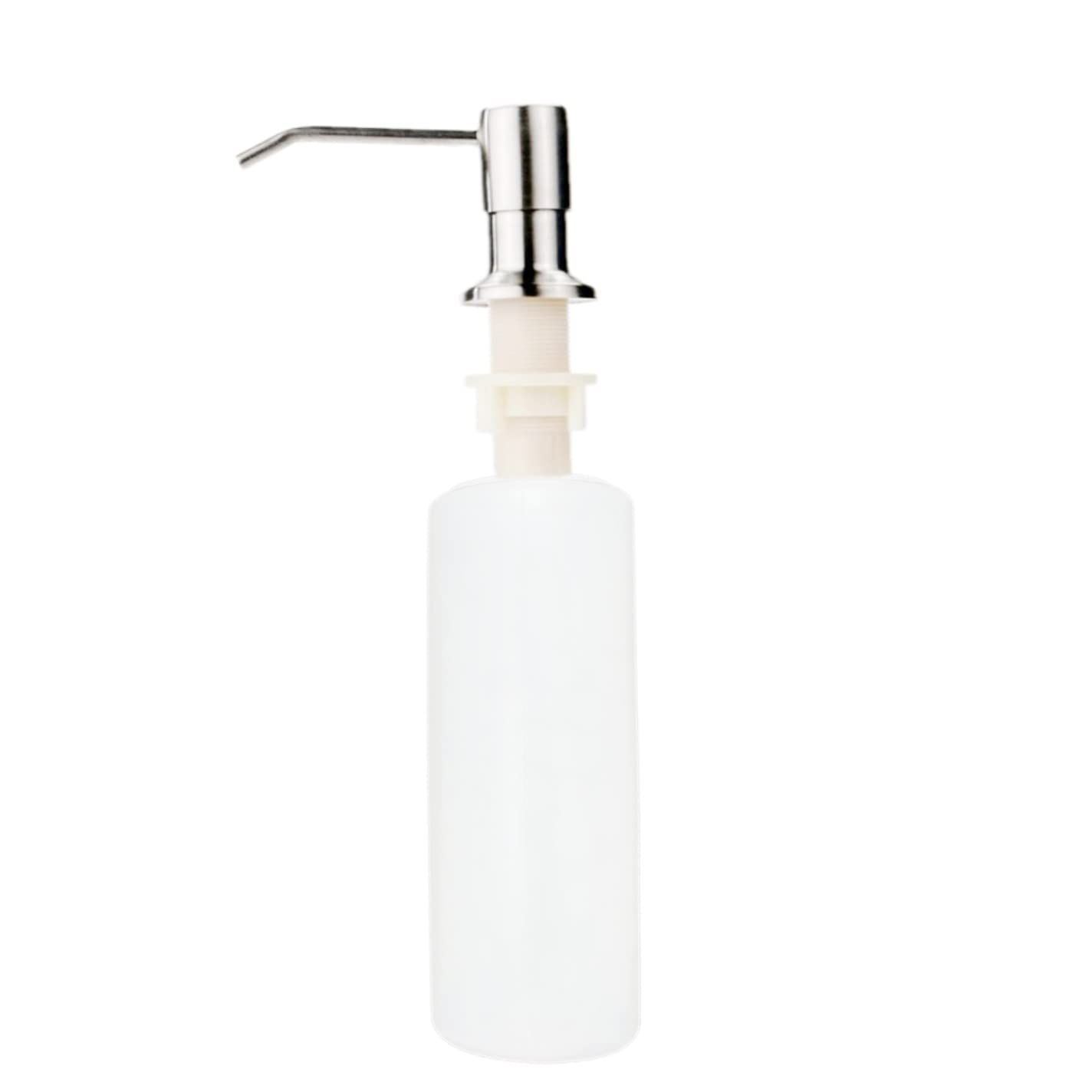 JZK 300ML kitchen sink soap dispenser pump with bottle, built in brushed stainless steel soap dispenser for kitchen sink, dishwashing liquid dispenser for kitchen sink