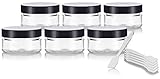 Clear PET Plastic (BPA Free) Refillable Travel Jar - 2 oz (6 pack) + Spatulas and Labels