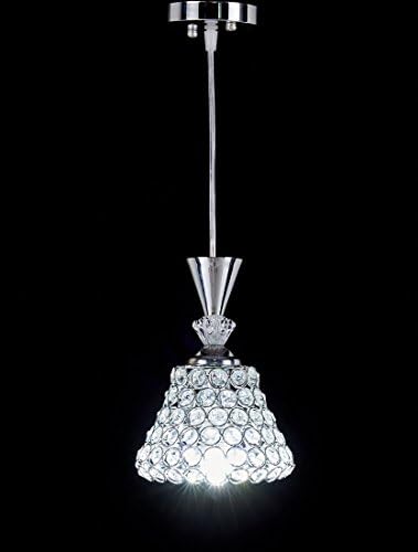 New Legend Lighting 1-Light Chrome Finish Metal Shade Crystal Chandelier Hanging Pendant Ceiling Lamp Fixture, 8253