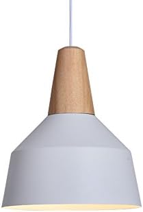 BOKT 60W Edison Lights Modern Industrial Pendant Lamp Colorful Hanging Chandelier Shade Light E26/E27 Base Painted Finish Solid Wood Series Single Head (A-White)