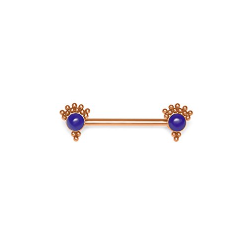 Surgical Steel Nipple Barbell, Nipple Ring Piercing for Women, Externally Threaded Straight Barbell 16g, Nipple Shield Ring Barbell with Lapis lazuli, Body Piercing Jewelry