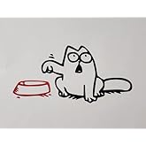 AIST 2 Pack Funny Hungry Cat Feed Me Vinyl BLACK & RED Sticker Decal for | Cars | Trucks | Vans | SUVs | Walls | Windows | Glass | Laptops | Notebooks | MacBook | 3.5”H 7”W | AIST - 53