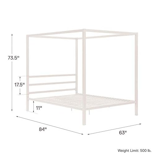 DHP Modern Metal Canopy Platform Bed with Minimalist Headboard and Four Poster Design, Underbed