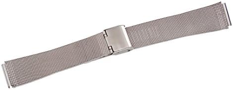 Citime Silver Stainless Steel Band Replacement, Shiny Finish, Mesh, Hook Buckle, 16mm Strap _ S16004