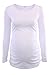 Liu & Qu Women's Maternity Ruched Tunic Tops Mama Clothes Long Sleeve Scoop Neck Pregnancy T-Shirt White