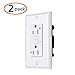 Cable Matters UL Listed 2-Pack 15 Amp Tamper Resistant and Weather Resistant GFCI Outlet with Wall Plate in White