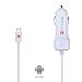 Micro USB Car Charger, VoltronTek Ultra Fast Travel Adapter with Extra Length Built-in Micro USB Connector for Samsung Galaxy S7 S6 S5 S4 Galaxy Tab Note 5 4 3 2 Google Nexus 7 Extra USB Port (White)