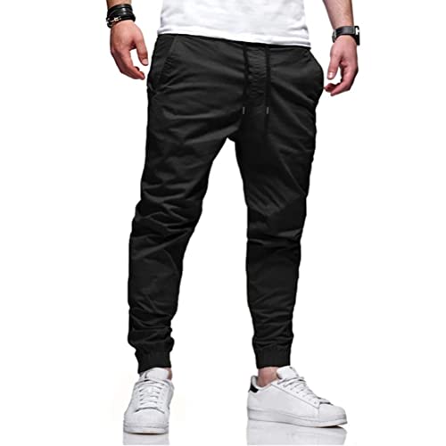 THWEI Mens Casual Jogger Pants Cotton Cargo Drawstring Sweatpants