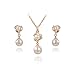 Angelady White Pearl Earring and Necklace Sets 18k Rose Gold Plated Wedding Engagement Jewelry Sets