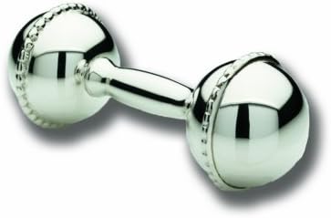 Cunill 4.5-Ounce Pearls Dumbell Baby Rattle, 3.5-Inch, Sterling Silver