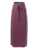 A2Y Drawstring Waist Side Pockets Rayon Maxi Skirt