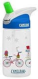 Camelbak eddy Kids .4L BPA Free Drinking Water Bottle w/ Bite Valve & Straw Excellent Winter Holiday Christmas Gift For Children (Bikes in Snow)