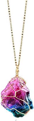 Womens Ladies Necklaces Sale Clearance, Weant Fashion Luxury Crystal Retro Rainbow Stone Plated Silver Chain Pendant Jewelry for Lover Valentine Costume Gifts