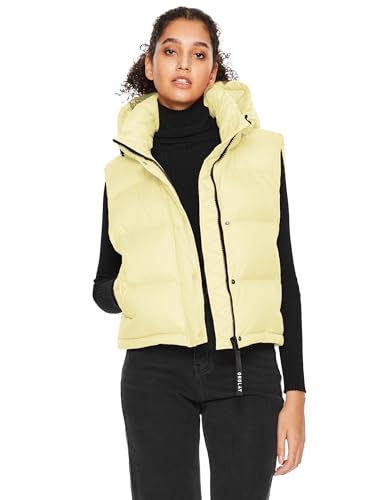 Orolay Women's Cropped Puffer Vest - Hooded Sleeveless Down Jacket Stand Collar Gilet with Pockets