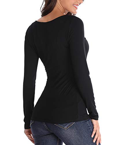 [- ANIENAYA V Neck Tops Wrap Womens Long Sleeves Shirts Casual Blouses Elegant Ladies Tunics Sexy C