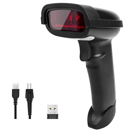 NETUM Wireless Barcode Scanner 2.4GHz Handheld Cordless Bar-Code Reader USB Rechargeable Wireless/Wired for Laptop Computer POS System NT-1698W