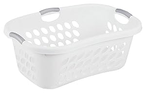 Image of Sterilite 12108006 White Hip Holder Laundry Basket