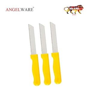 Angelware Smart Sharp Fruit & Vegetable Knife (Yellow, Pack of 3)