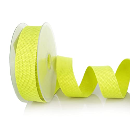 Trimz Cotton Webbing – Neon Yellow – 30mm x 10m