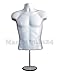 The Competitive Store Torso Male with Metal Base Body Mannequin, White
