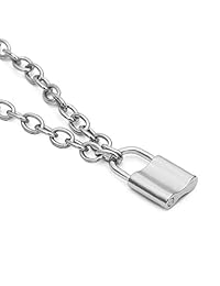 CHQIFE Lock Necklace Punk Hip Hop Chain Necklace Fashion Jewelry for Women Men