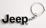 Jeep Black Letter Chrome Metal Keychain Solid Premium