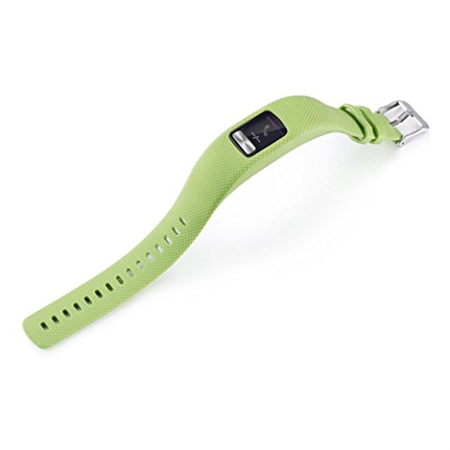 Unpara Silicone Band For Garmin vivofit 4 Replacement Wrist Band Strap With Metal Buckle Small/Large Size (Green, Large)