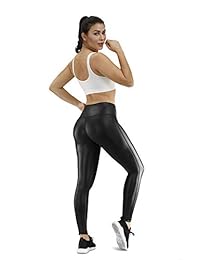 Leggings de piel sintética con cintura alta para dama, color negro
