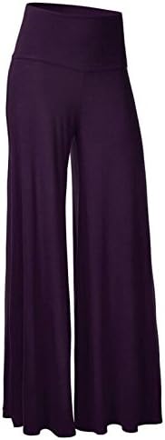 SEUEYD Women's Comfy Chic Palazzo Lounge Pant Wide flare Leg Stretchy Pants Purple XXXL