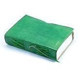 Mythrojan Pentagram Design Handmade Journal with Handmade Paper Green Diary Notebook