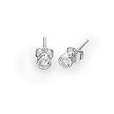 EVER FAITH 925 Sterling Silver Round Cut CZ Simple Basket Set Stud Earrings Clear