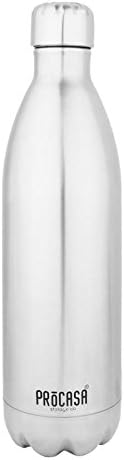 PEARLPET PROCASA 1000 Ml Pour Easy 18/8 Steel Water Bottle, S.S. Matt Colour